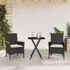vidaXL Bistro Set Black PE Rattan 2-seater UV-resistant materials