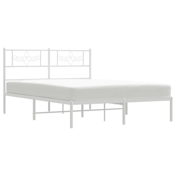 vidaXL Bed Frame White Powder-Coated Steel 47.2 x 78.7 in Durable