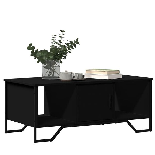 vidaXL Coffee Table Black Engineered wood, Metal Moderate Storage