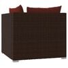 vidaXL 2-seater Sofa Brown Poly Rattan with Cinnamon Red Cushions