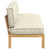 vidaXL Sofa Set with Cushion Plain 2 pcs Cream Solid Acacia Wood