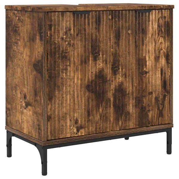 vidaXL Bathroom Sink Cabinet with Door Smoked oak 60.5 x 33.5 x 61 cm