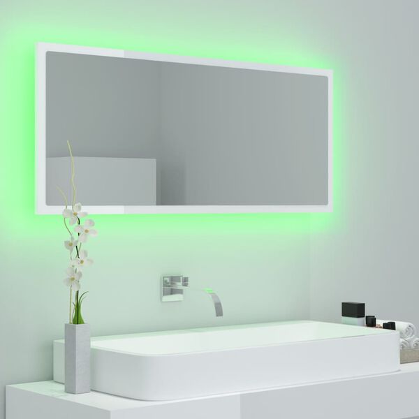 vidaXL Mirror High gloss white Engineered wood, acrylic