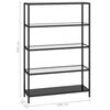 vidaXL Shelf Black and Transparent Tempered Glass, Powder-Coated Iron