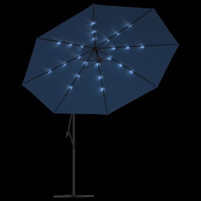 vidaXL Cantilever Umbrella with LED Lights Azure Blue 137.8"