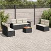 vidaXL Garden Sofa Set Black PE Rattan Large Adjustable Feet