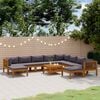 vidaXL Wooden Lounge Set Dark Grey Solid Acacia Wood, 100% Polyester Fabric