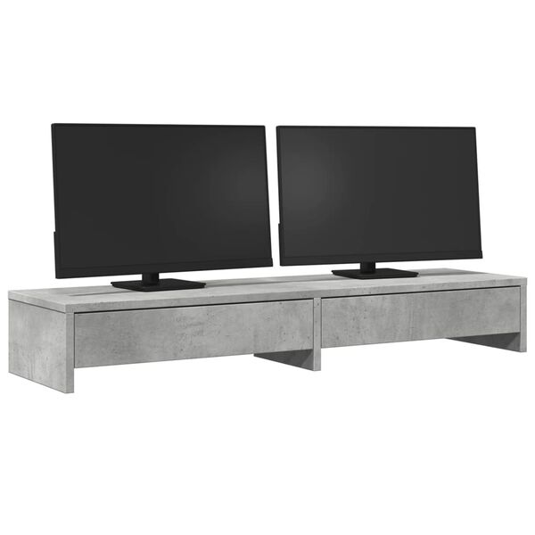 vidaXL Monitor Stand with Drawers Concrete Grey 39.4x10.6x5.9" Engineered Wood
