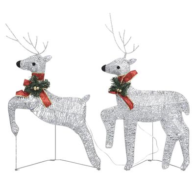 vidaXL Christmas Reindeers 2 pcs Silver 40 LEDs