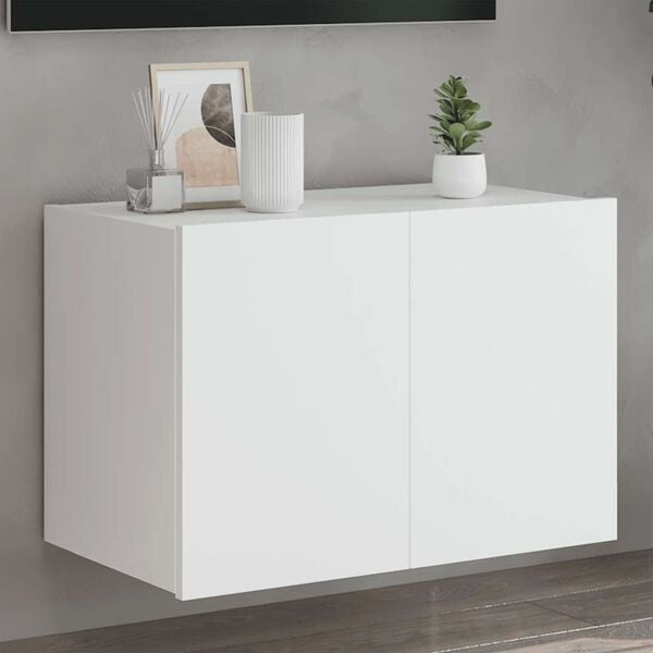 vidaXL TV Wall Cabinet White Engineered wood 23.6 x 13.8 x 16.1 in