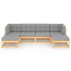 vidaXL Garden Lounge Set Grey Solid pinewood, 100% polyester 6 Piece