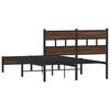 vidaXL Bed Frame Brown Oak Steel, Engineered Wood Small Double Bed Frame