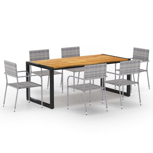 vidaXL 7 Piece Patio Dining Set Gray