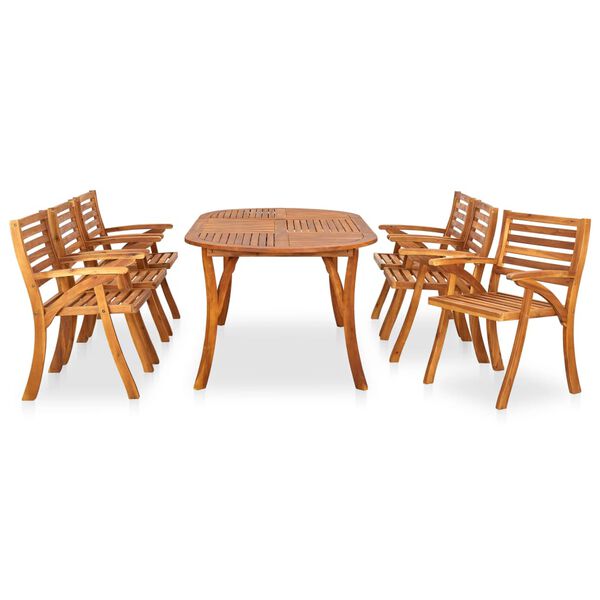 vidaXL 7 Piece Garden Dining Set 79.1" x 39.4" Solid Acacia Wood