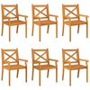 vidaXL Dining Chair Set of 6 Natural Wood Solid acacia wood Standard