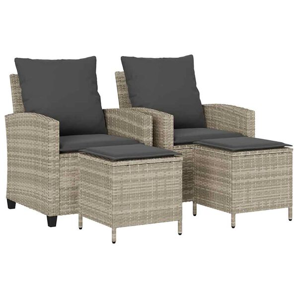vidaXL Garden Sofa Set Light Grey PE rattan, powder-coated steel Medium