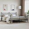 vidaXL Bed Frame Black Powder-Coated Steel 78.7 x 78.7 in Bed Frame