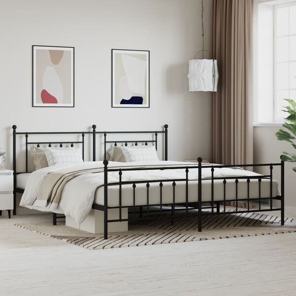 vidaXL Bed Frame Black Powder-Coated Steel 78.7 x 78.7 in Bed Frame