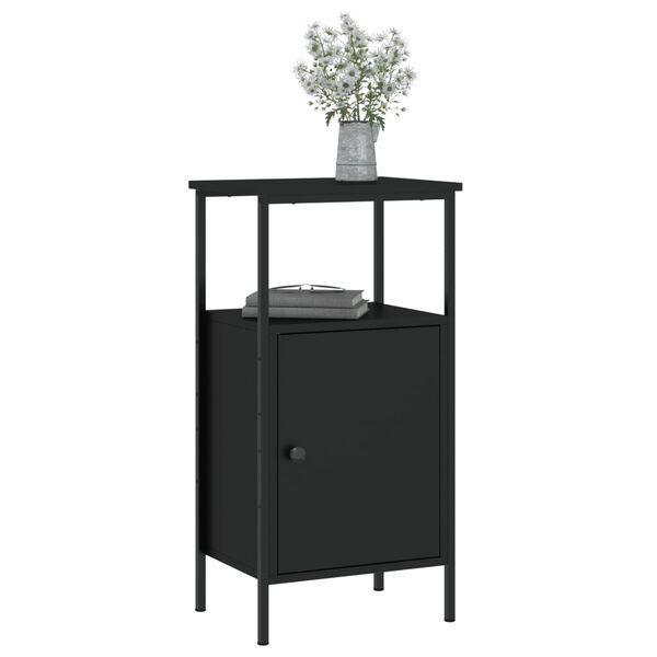 vidaXL Bedside Cabinet Set of 2 Black Engineered wood, iron Standard