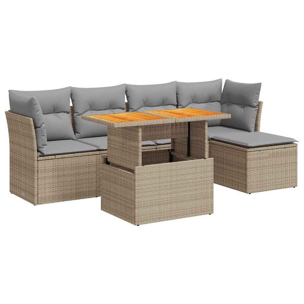 vidaXL Garden Sofa Set Beige, Light Grey