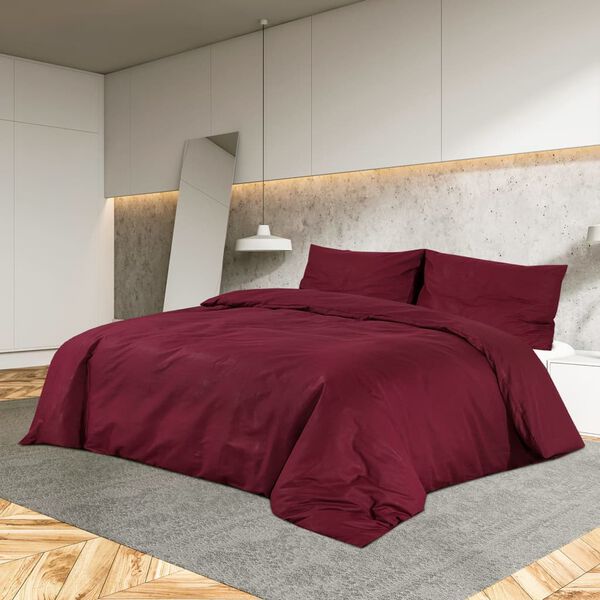 vidaXL Duvet Cover Set Bordeaux 100% Cotton 102.4 x 94.5 in Durable