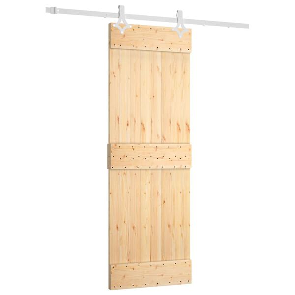 vidaXL Sliding Door with Hardware Set 27.6x82.7" Solid Wood Pine
