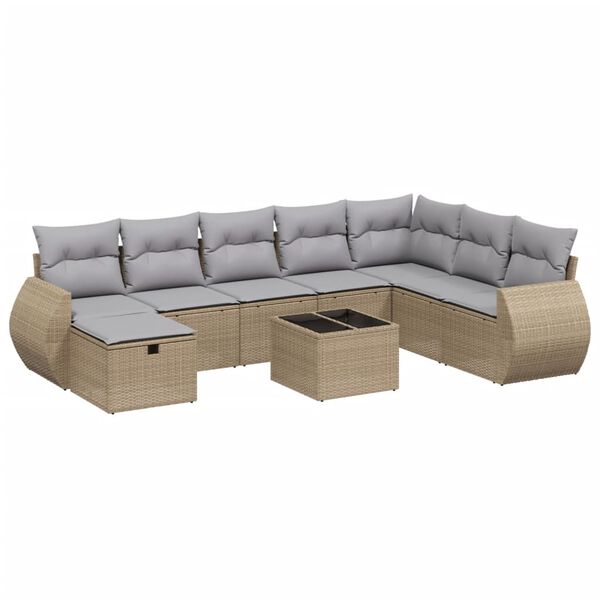 vidaXL Garden Sofa Set Mix Beige Poly Rattan, Powder-Coated Steel Large