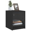 vidaXL Nightstand Black Engineered wood, glass 13.8 x 14.6 x 16.5 in