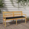 vidaXL Bench Natural wood, Black cushion Solid teak wood, polyester Large
