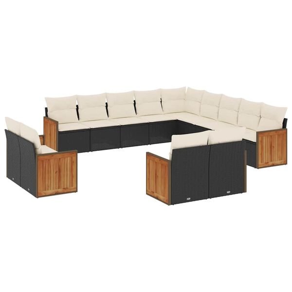 vidaXL Garden Sofa Set Black, Cream White