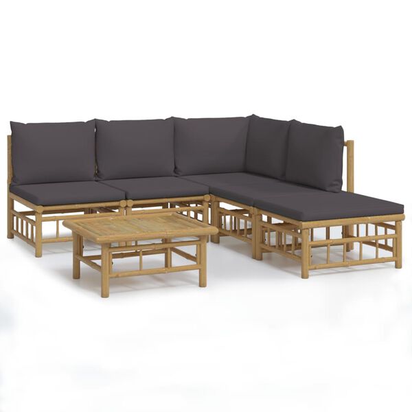 vidaXL Garden Lounge Set Dark Grey Bamboo Medium Modular