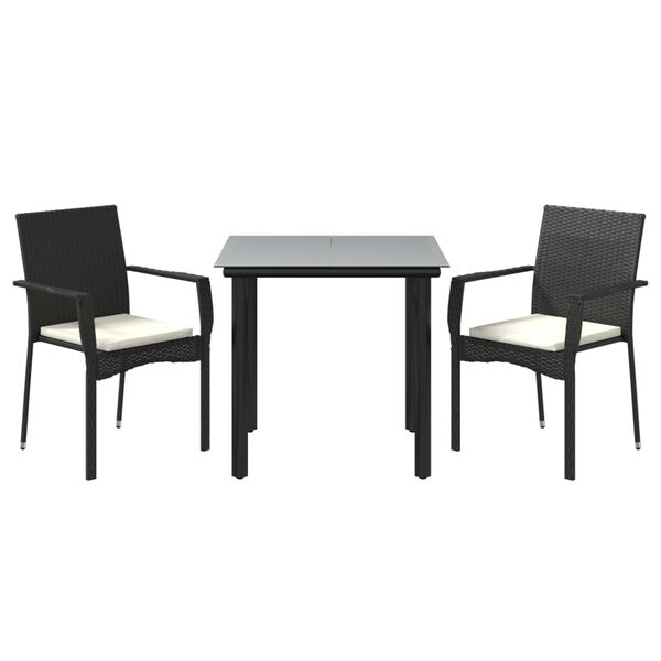 vidaXL Garden Dining Set Black Poly Rattan Regular Modular