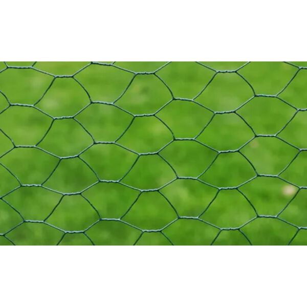 vidaXL Mesh Fence Steel Hexagon 3.3'x82' Dark Green