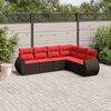vidaXL 6 Piece Garden Sofa Set with Cushions Brown Poly Rattan