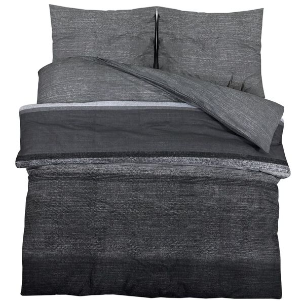 vidaXL Duvet Cover Set Set of 2 Dark Grey 100% Cotton 86.6 x 94.5 in