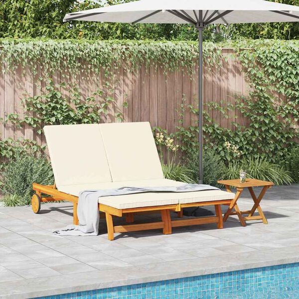 vidaXL Sun Lounger Reclining Brown 125 x 200 x 84cm Solid Acacia wood