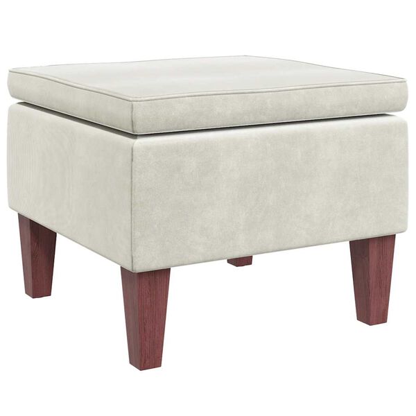 vidaXL Stool Cream Velvet (100% polyester), rubber wood