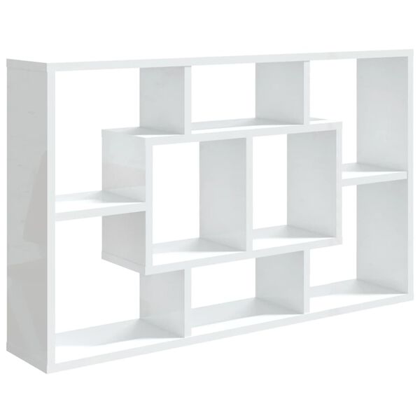 vidaXL Wall Shelf High Gloss White Engineered Wood 33.5 x 6.3 x 20.7 in