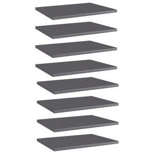 vidaXL Shelf Set of 8 High gloss grey Engineered wood Medium Simple