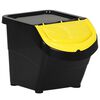 vidaXL Stackable Waste Bins with Lids 3 pcs Black PP 20.6 gal