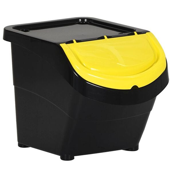 vidaXL Stackable Waste Bins with Lids 3 pcs Black PP 20.6 gal