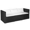 vidaXL Sofa Set Black and White Poly Rattan Medium Garden Lounge Set