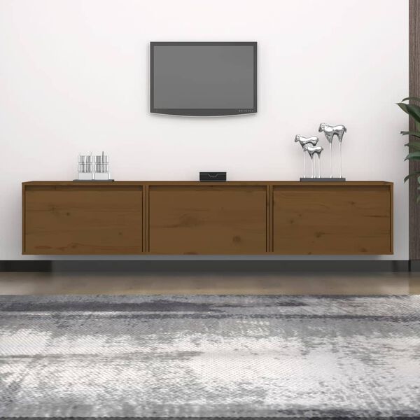 vidaXL 3 Piece TV Cabinet Set Honey Brown Solid Wood Pine