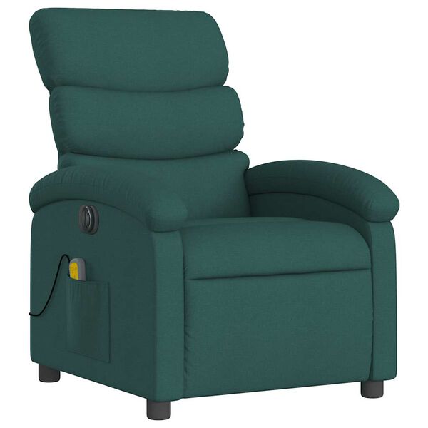vidaXL Electric Massage Recliner Chair Dark Green Polyester Compact