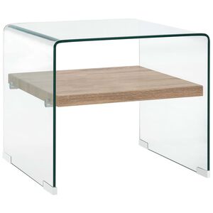 vidaXL Coffee Table Clear and oak Tempered safety glass and MDF Compact