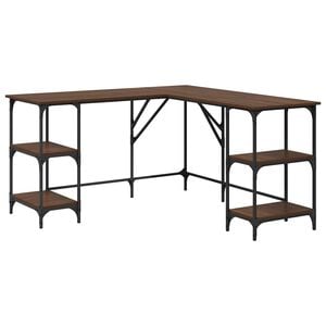 vidaXL Desk Brown oak Engineered wood Standard Adjustable Feet