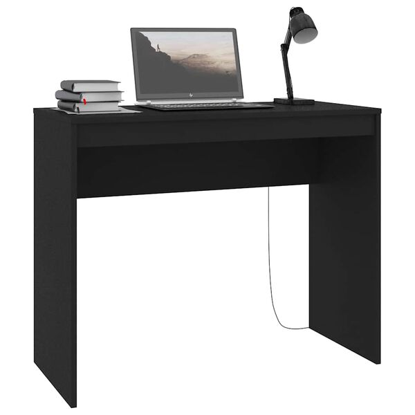 vidaXL Desk Black Engineered wood Regular Modern Desk Rectangular