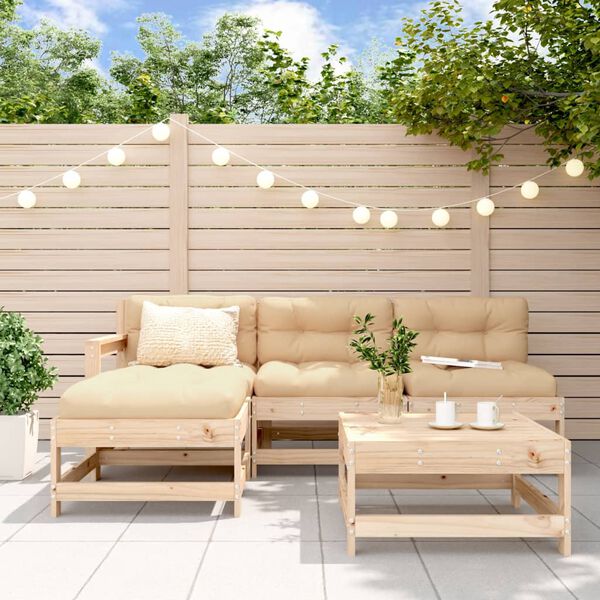 vidaXL Garden Lounge Set Beige Solid Pine Wood Medium Modular