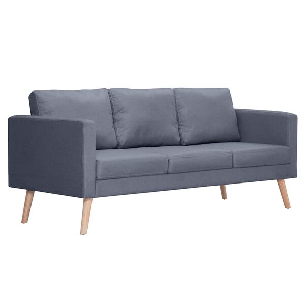 vidaXL Sofa Dark Grey Polyester, Wood 3-Seater Removable Covers
