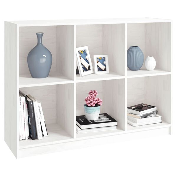 vidaXL Book Cabinet White Solid pinewood Medium Book Cabinet